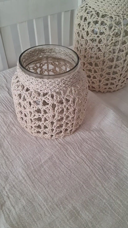 Frasco con forro a crochet