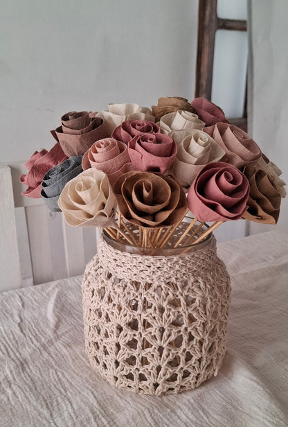 Frasco con forro a crochet