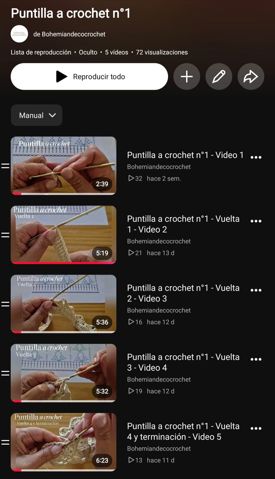Curso de puntilla a crochet n°1